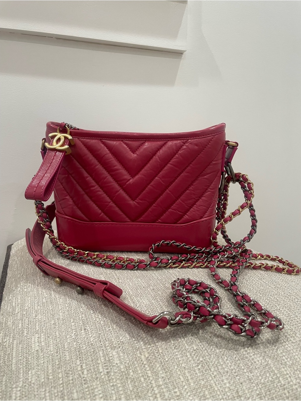 CHANEL Quilted Lambskin Hobo with Gold CC Charm